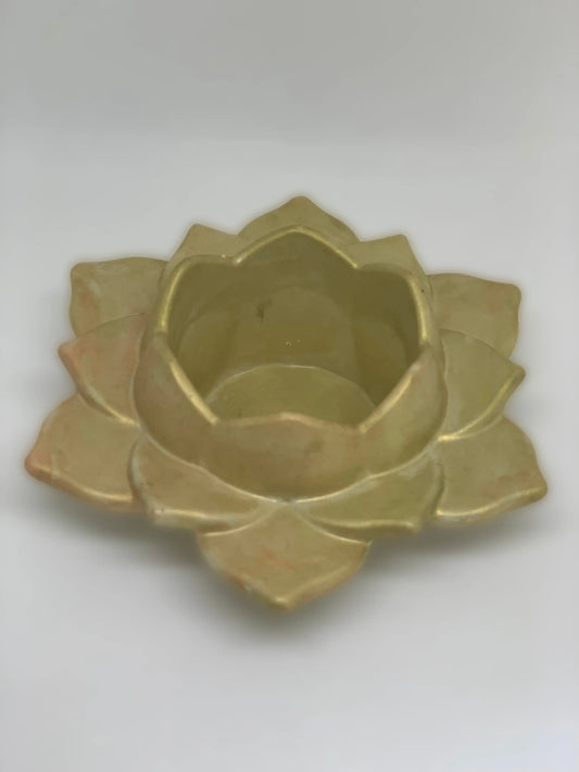 bougeoir fleur de lotus vert